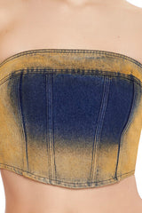Sandblasted Denim Tube Crop Top | Forever 21 Women