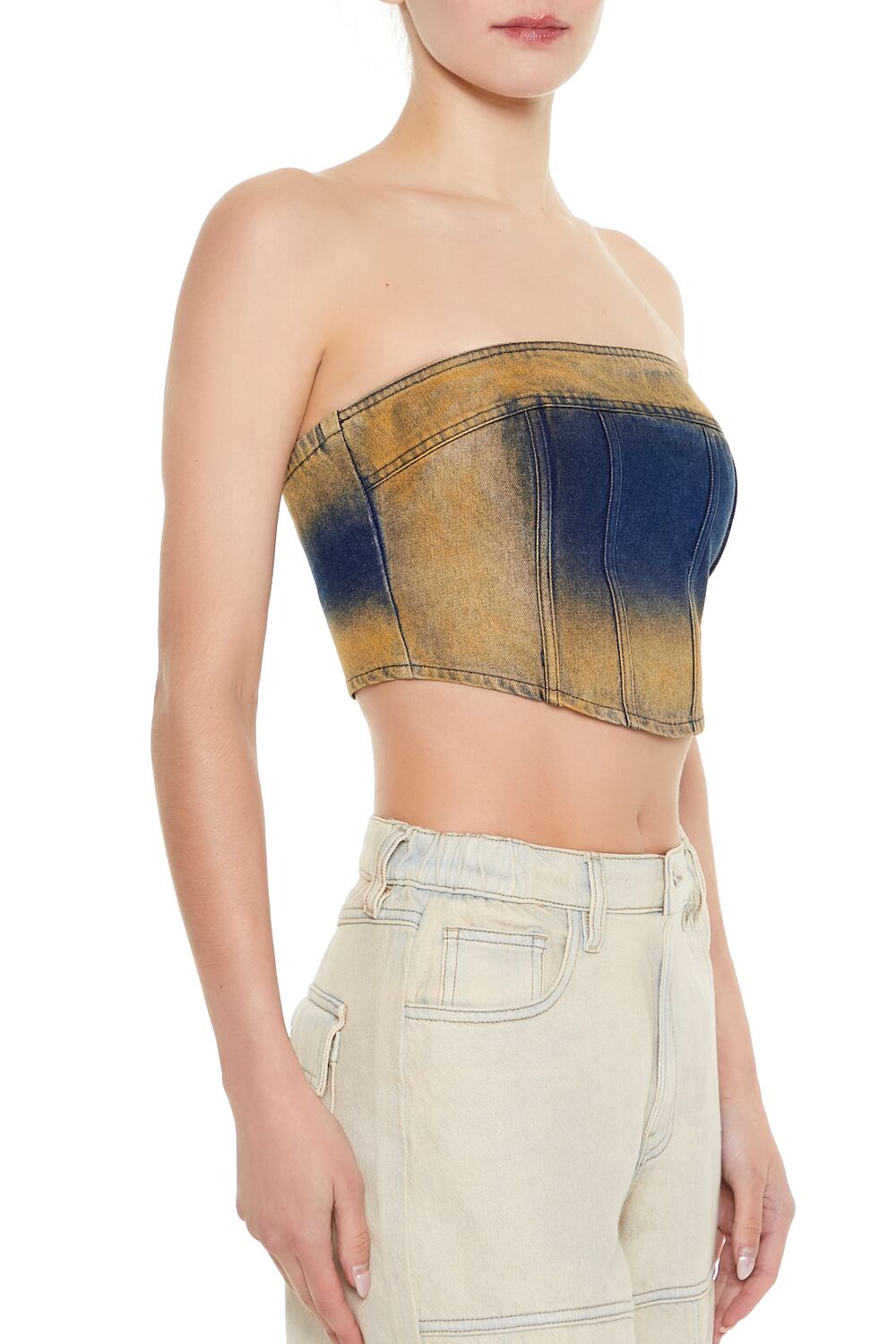 Sandblasted Denim Tube Crop Top | Forever 21 Women