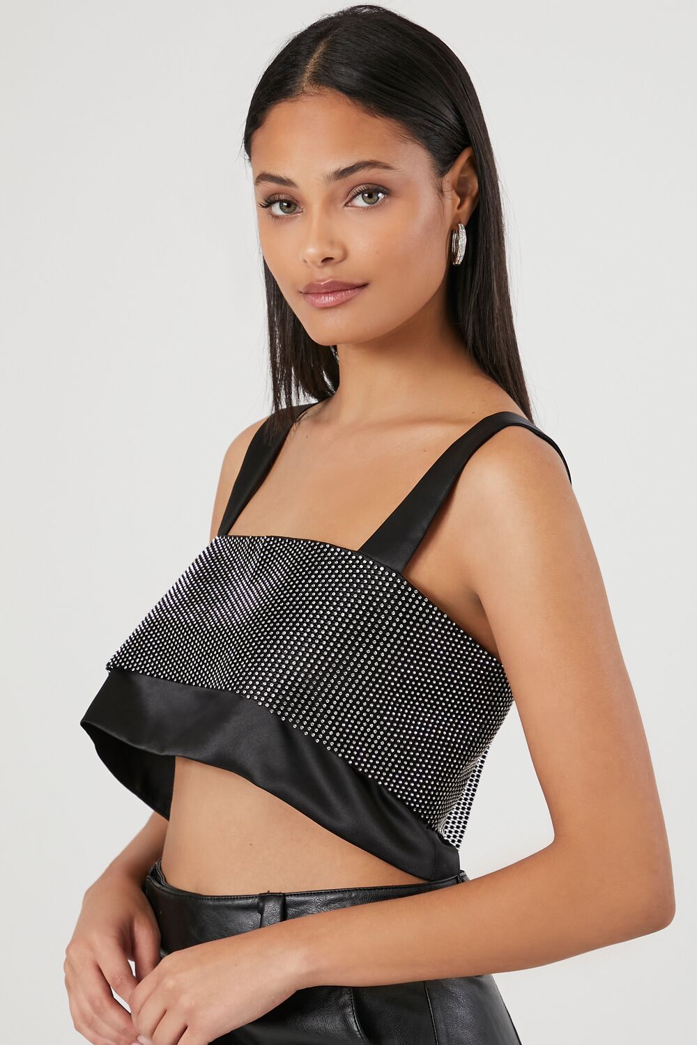 Satin Rhinestone Crop Top | Forever 21 Women