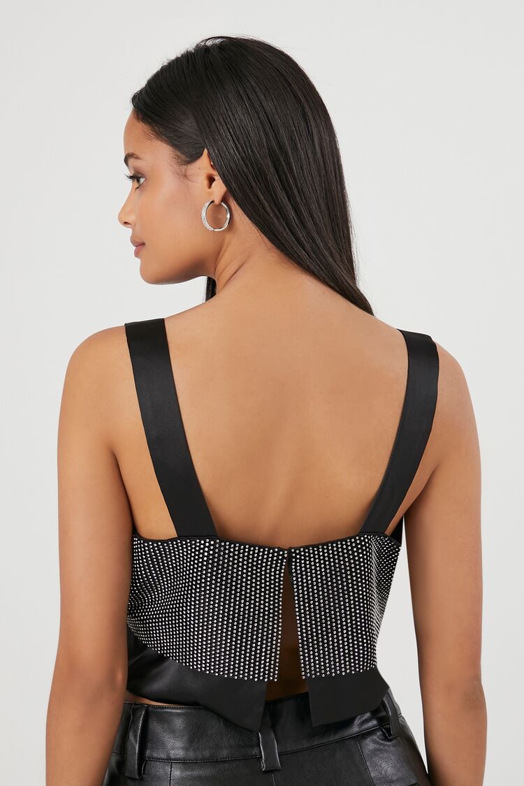 Satin Rhinestone Crop Top | Forever 21 Women
