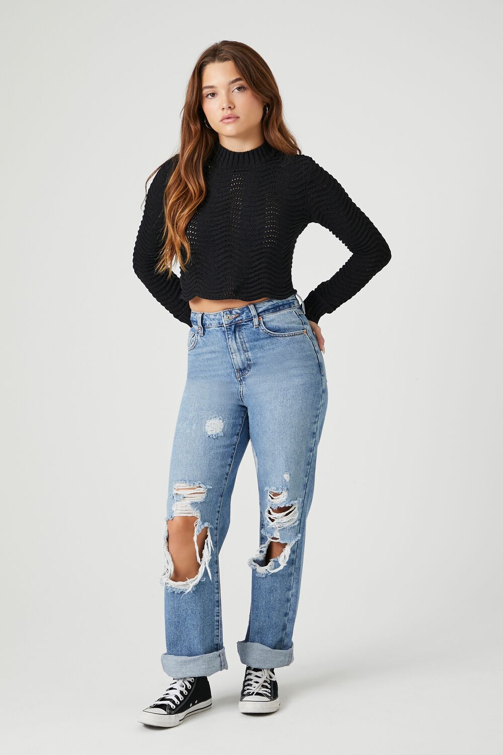 Cropped Open-Knit Sweater | Forever 21 Women
