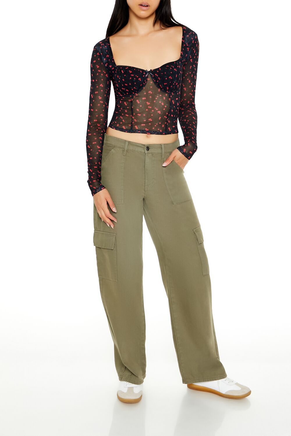 Mesh Cherry Print Crop Top | Forever 21 Women