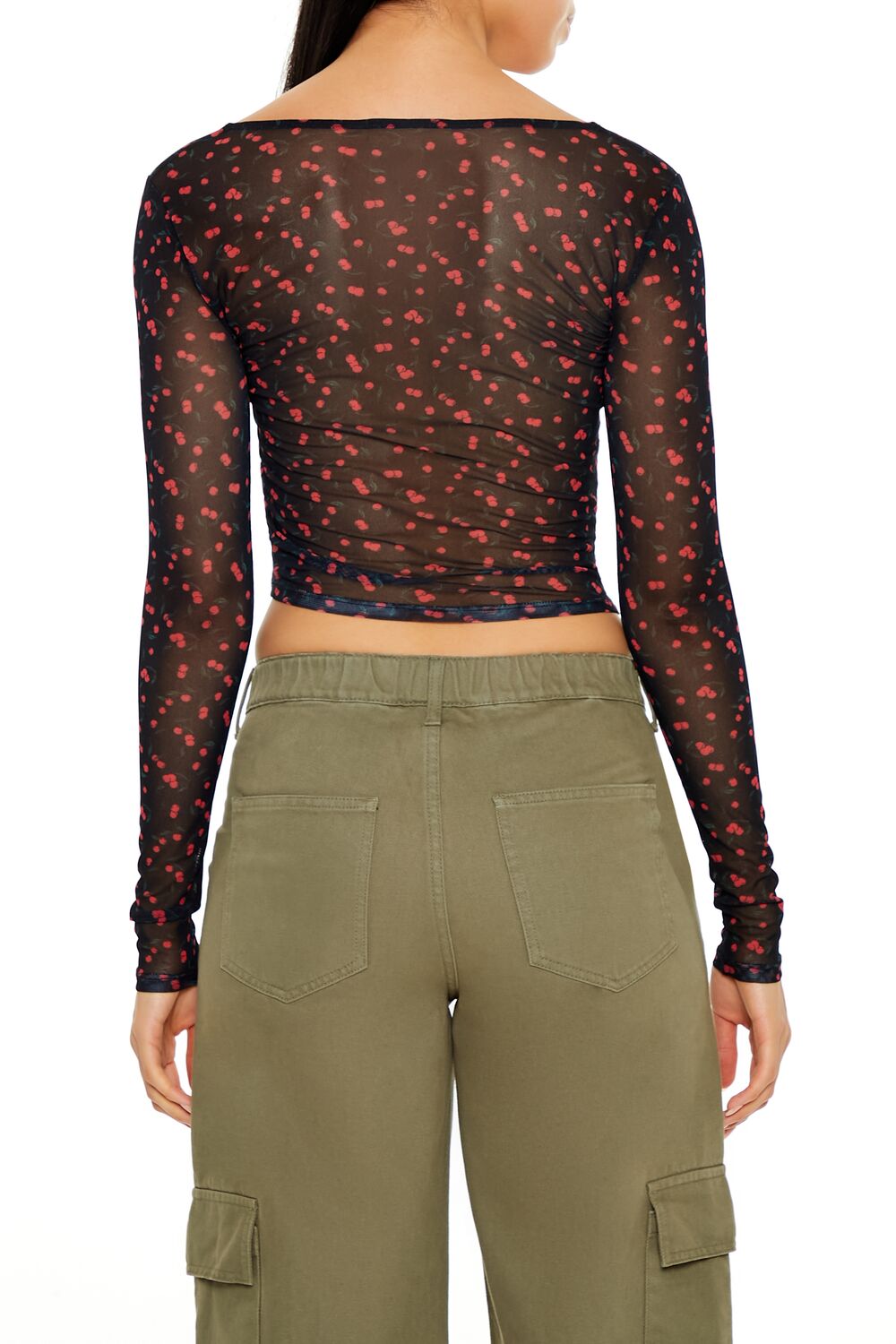 Mesh Cherry Print Crop Top | Forever 21 Women