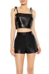 Eyelet Faux Leather Cropped Cami | Forever 21 Women