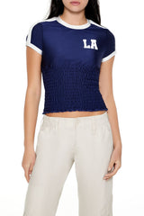 Smocked Ringer LA Cropped Tee | Forever 21 Women