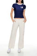 Smocked Ringer LA Cropped Tee | Forever 21 Women