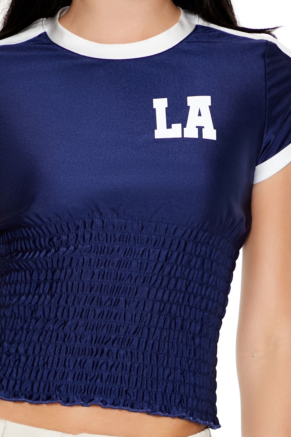 Smocked Ringer LA Cropped Tee | Forever 21 Women
