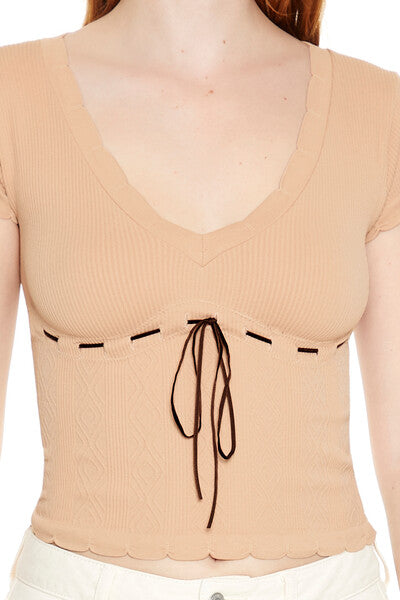 Seamless Ribbon-Trim Cropped Tee | Forever 21 Women