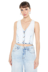 Cropped Bleach Wash Vest | Forever 21 Women