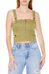 Denim Zip-Up Crop Top | Forever 21 Women