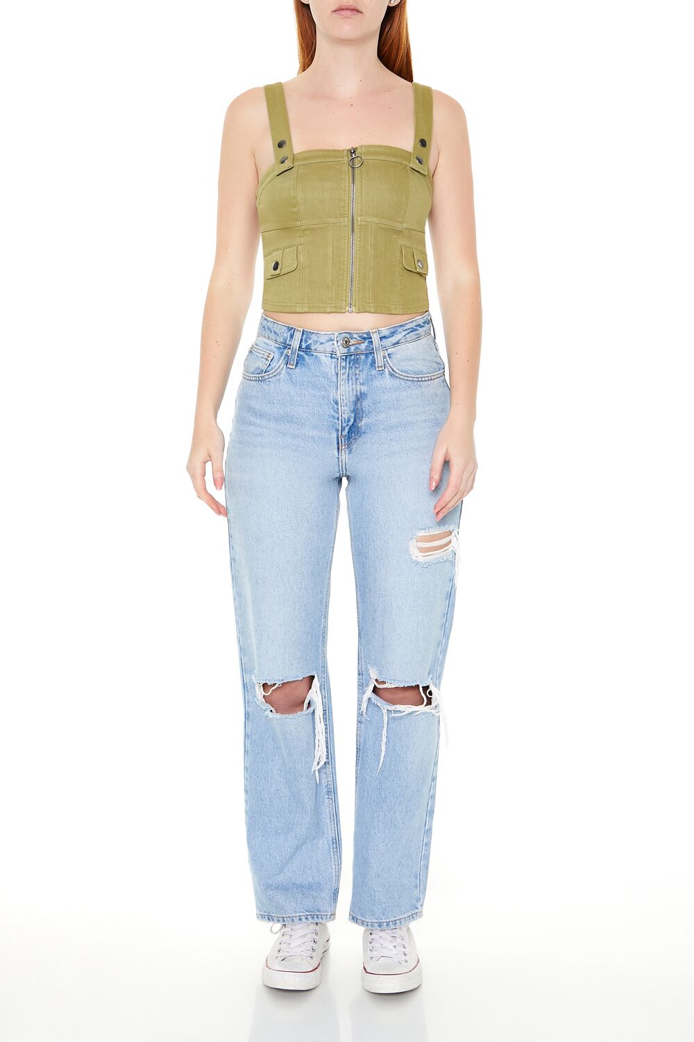 Denim Zip-Up Crop Top | Forever 21 Women