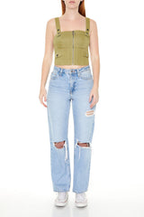 Denim Zip-Up Crop Top | Forever 21 Women