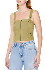 Denim Zip-Up Crop Top | Forever 21 Women