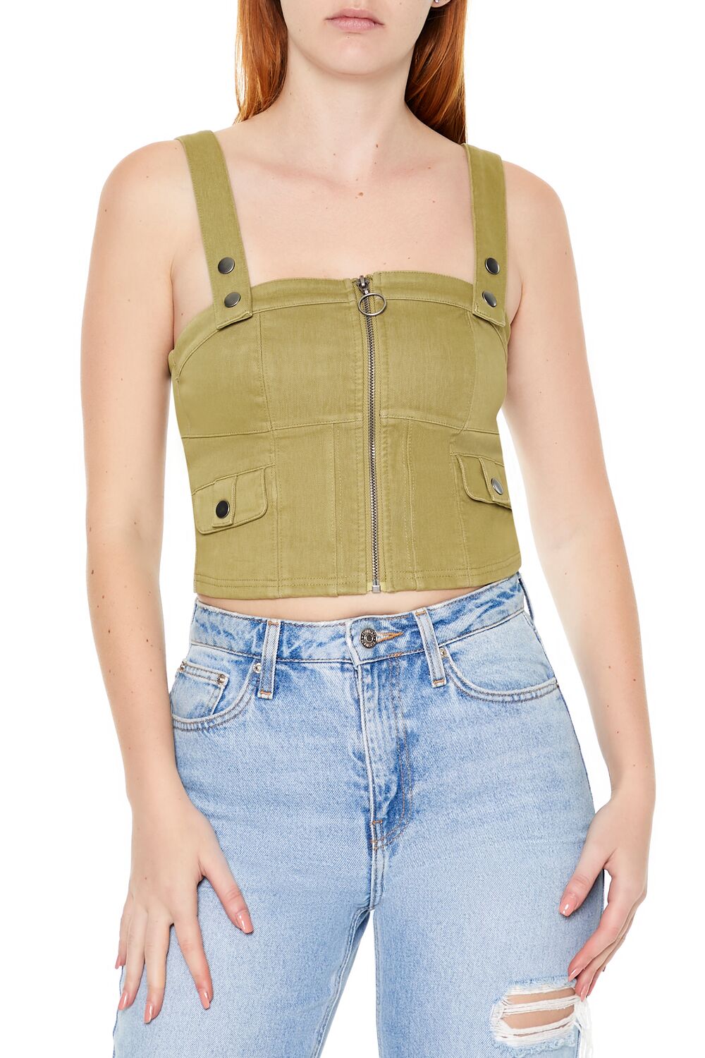 Denim Zip-Up Crop Top | Forever 21 Women
