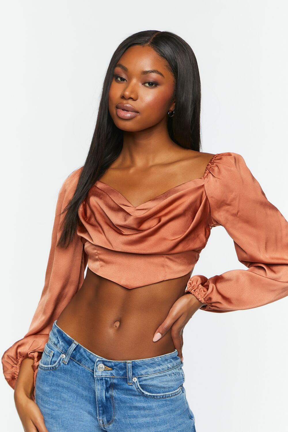 Draped Satin Crop Top | Forever 21 Women