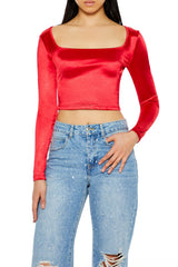Satin Square-Cut Crop Top | Forever 21 Women
