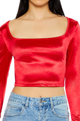 Satin Square-Cut Crop Top | Forever 21 Women