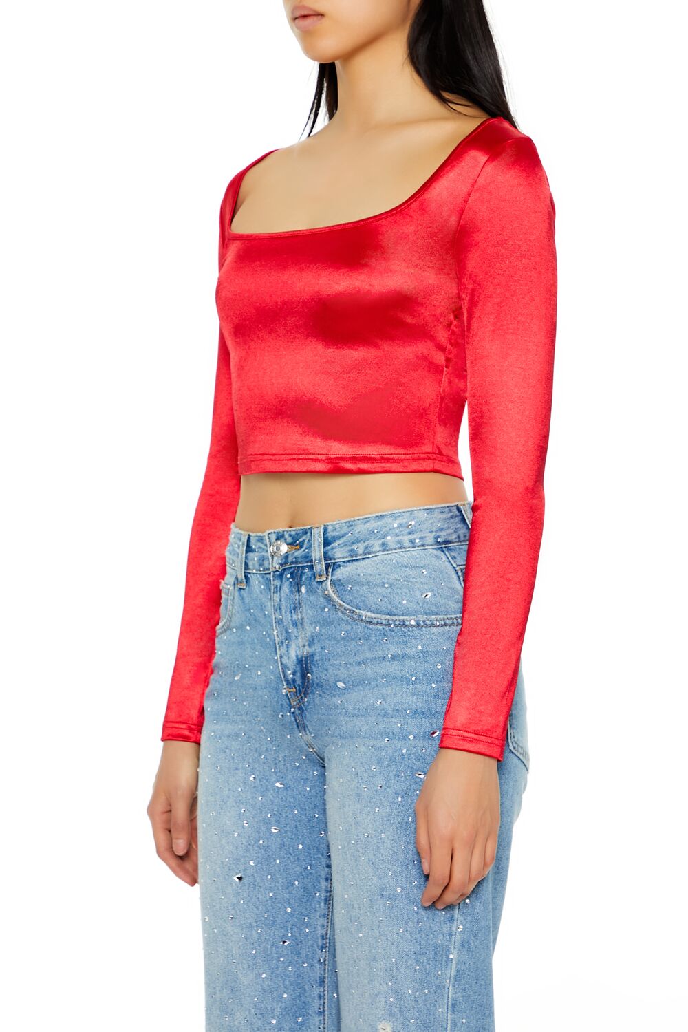 Satin Square-Cut Crop Top | Forever 21 Women