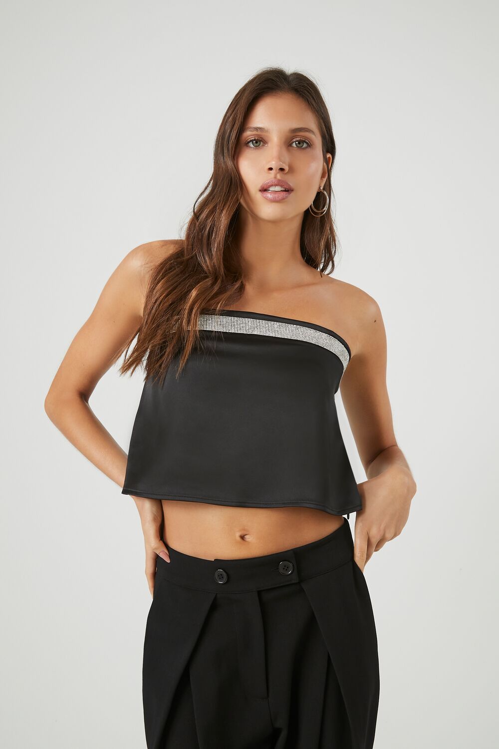 Rhinestone Strapless Crop Top | Forever 21 Women