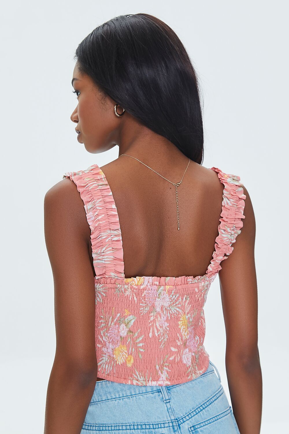 Tropical Leaf Smocked Crop Top | Forever 21 Women