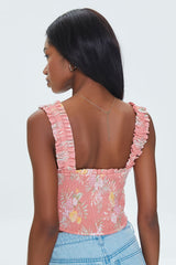 Tropical Leaf Smocked Crop Top | Forever 21 Women