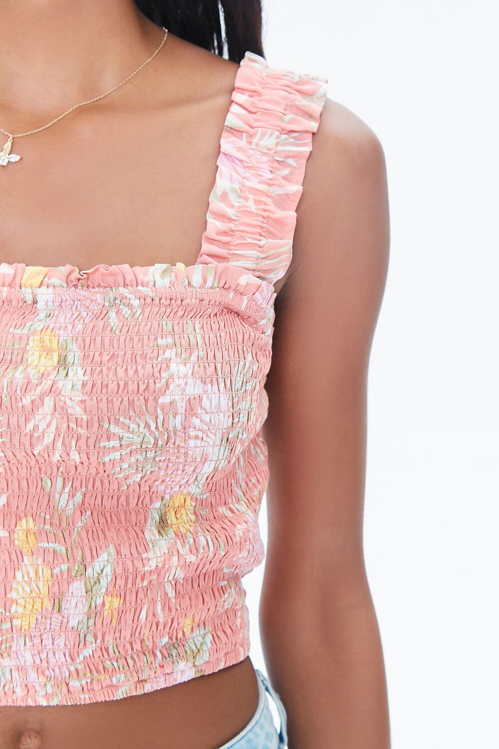 Tropical Leaf Smocked Crop Top | Forever 21 Women