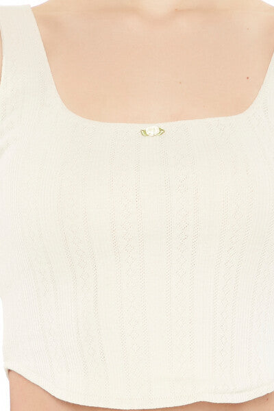 Rosette Pointelle Knit Crop Top | Forever 21 Women
