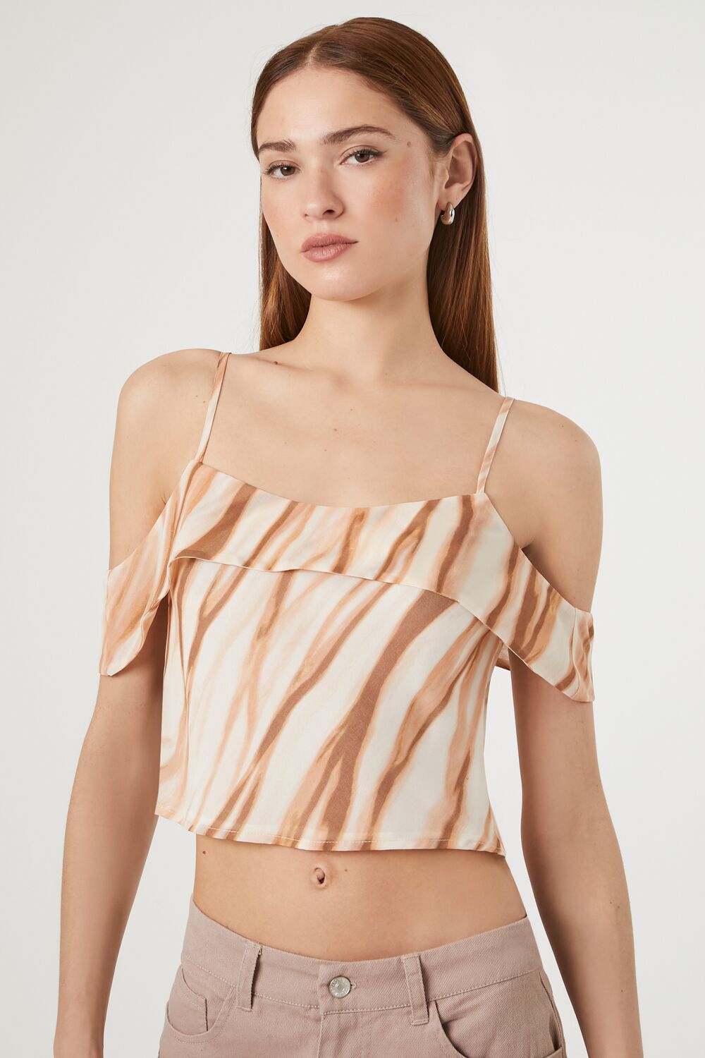 Marble Print Open-Shoulder Top | Forever 21 Women