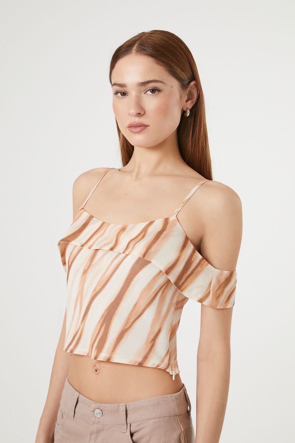 Marble Print Open-Shoulder Top | Forever 21 Women