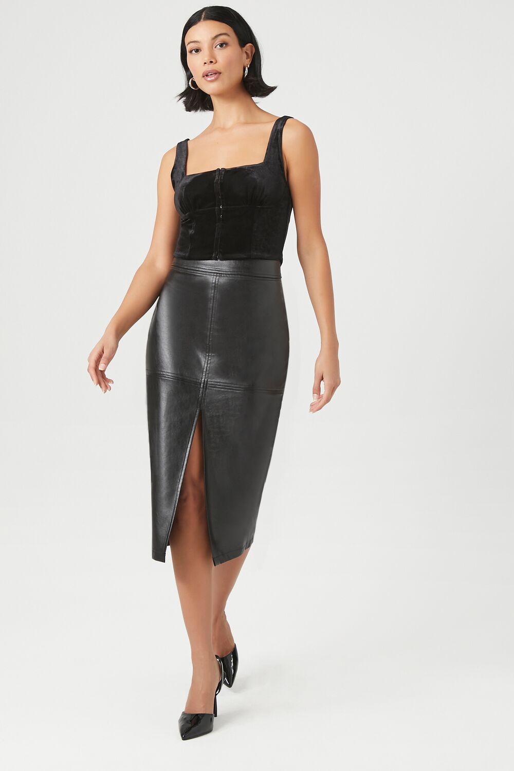 Velvet Hook-and-Eye Crop Top | Forever 21 Women