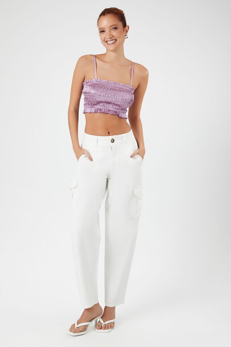 Smocked Satin Cropped Cami | Forever 21 Women