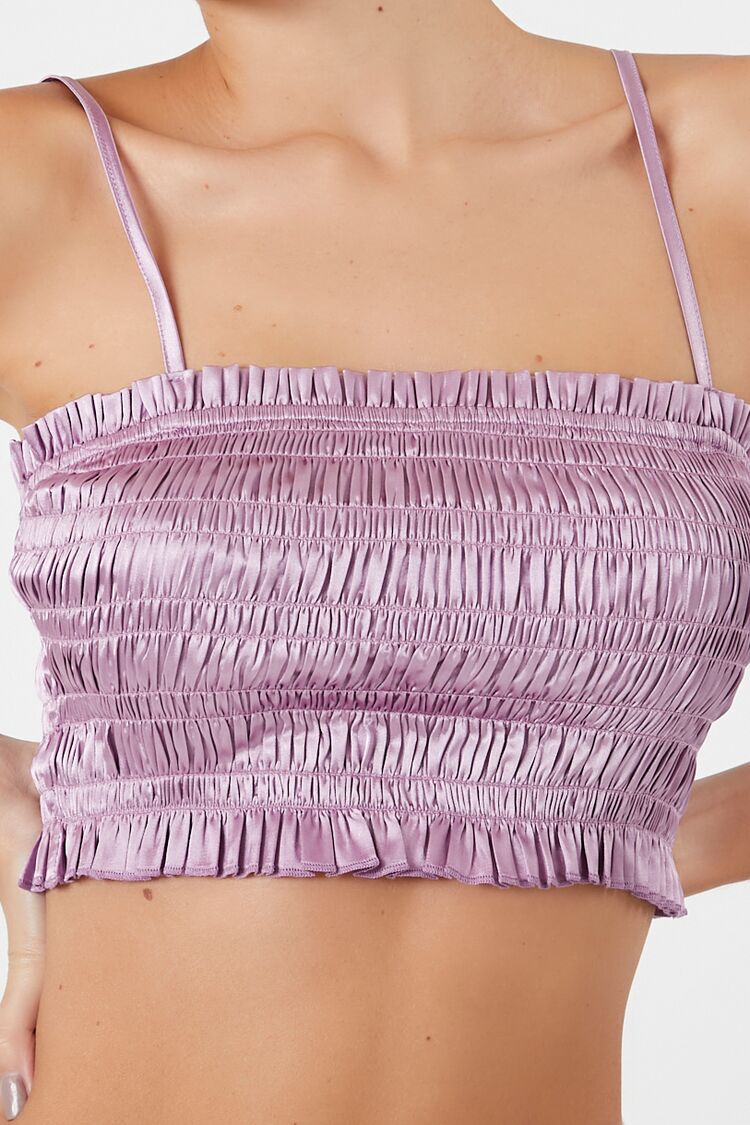 Smocked Satin Cropped Cami | Forever 21 Women