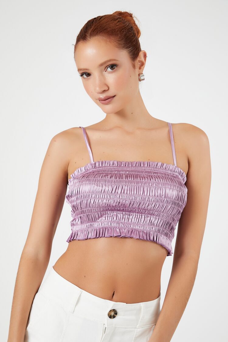 Smocked Satin Cropped Cami | Forever 21 Women