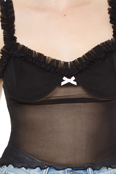 Mesh Ruffle Bustier Cami | Forever 21 Women