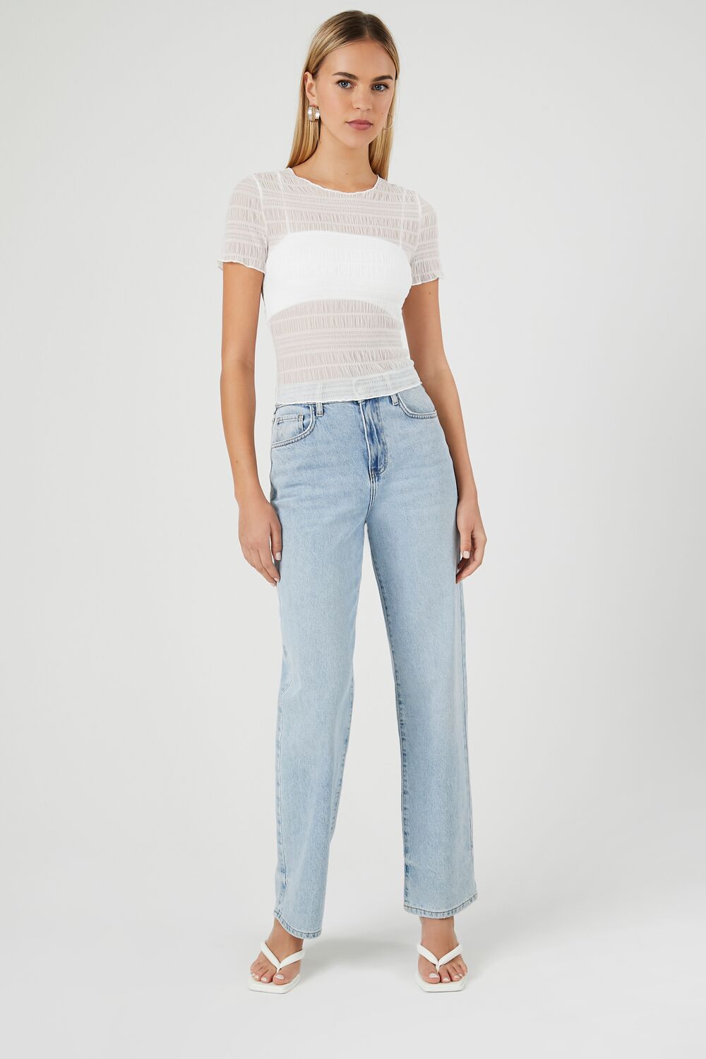 Sheer Mesh Lettuce-Edge Tee | Forever 21 Women