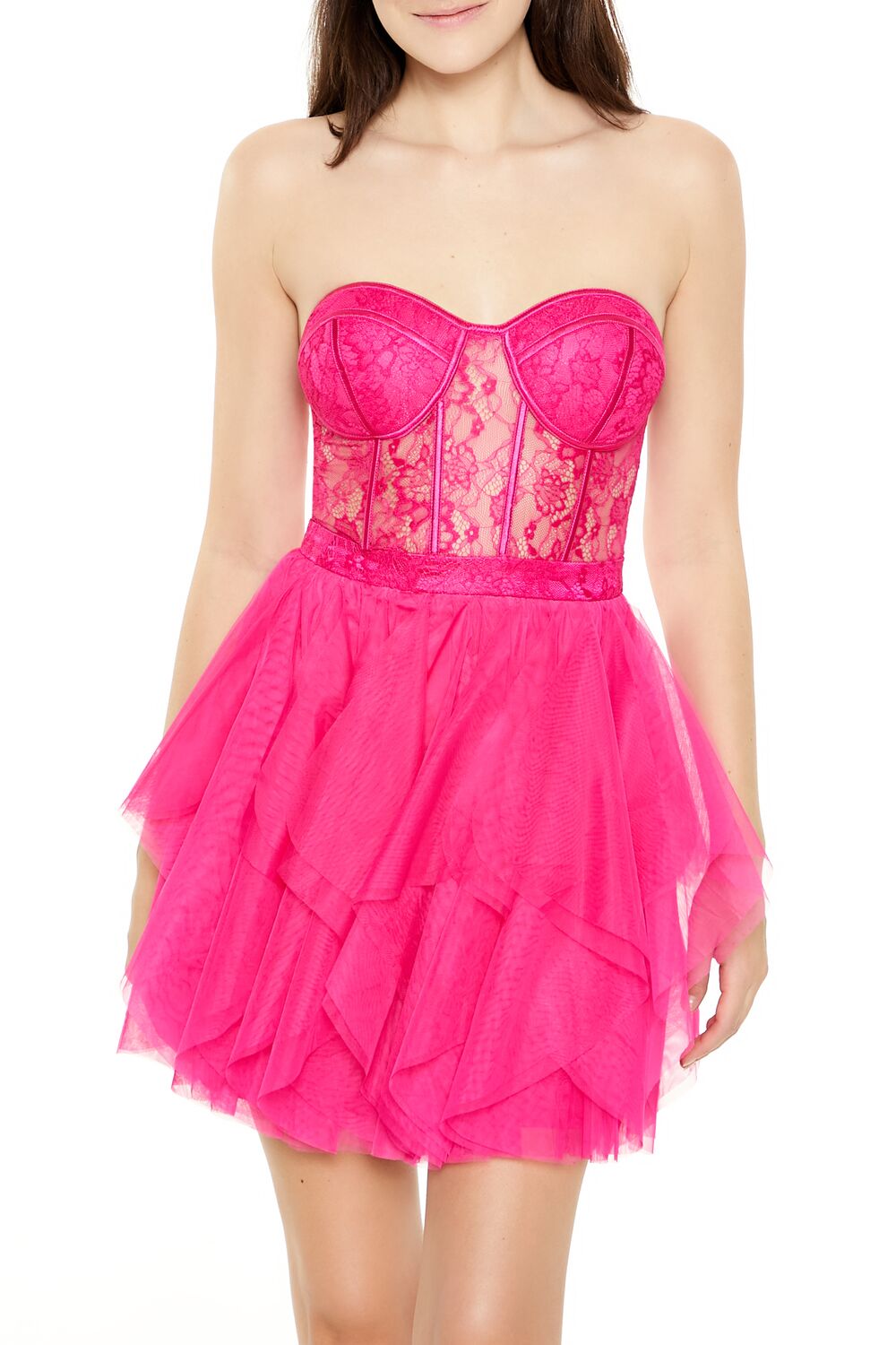 Lace & Tulle Bustier Mini Dress | Forever 21 Women