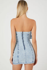 Rosette Denim Mini Tube Dress | Forever 21 Women