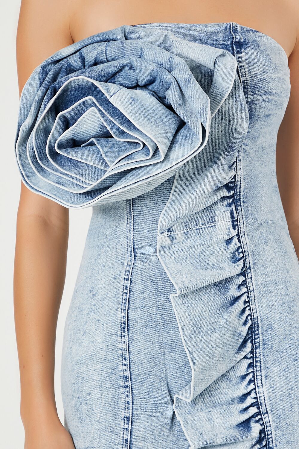 Rosette Denim Mini Tube Dress | Forever 21 Women