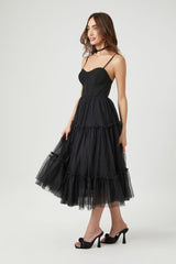 Tulle Ruffled Bustier Midi Dress | Forever 21 Women