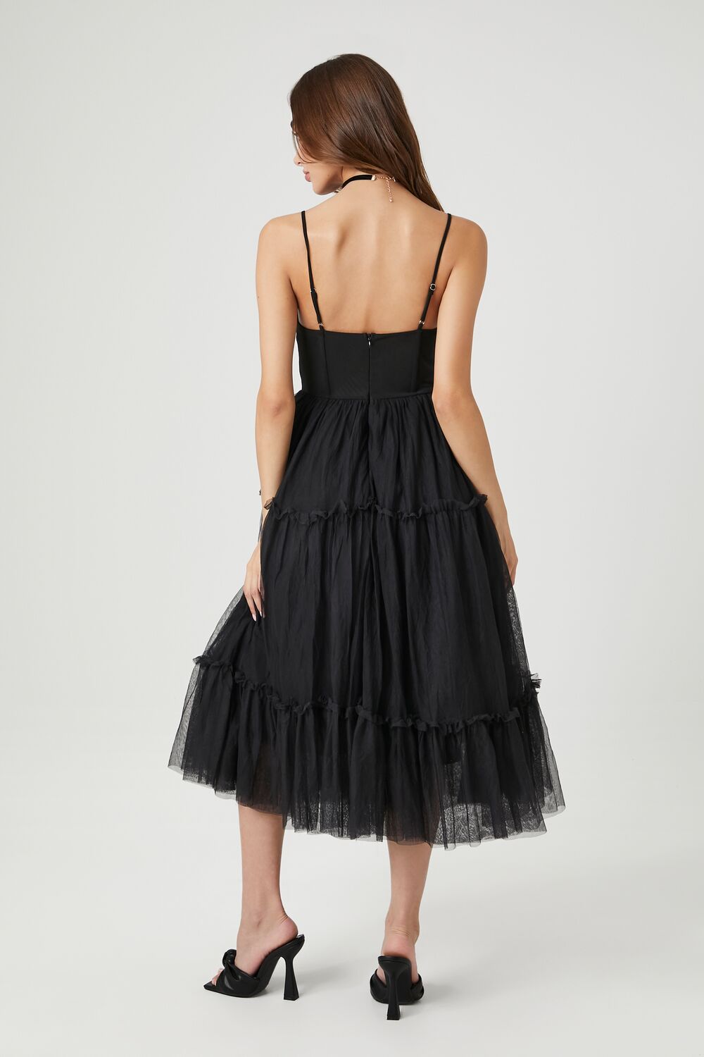 Tulle Ruffled Bustier Midi Dress | Forever 21 Women