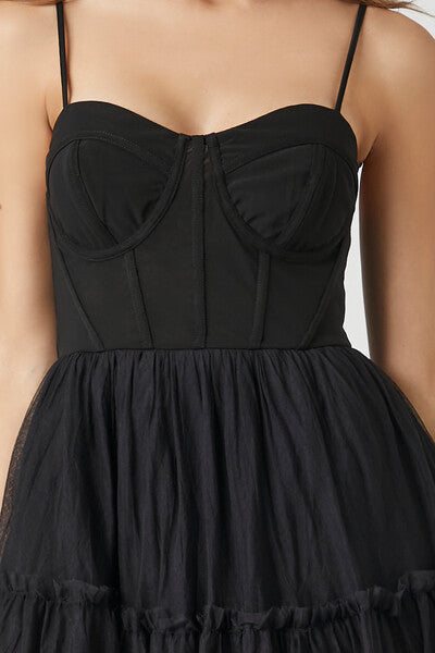 Tulle Ruffled Bustier Midi Dress | Forever 21 Women