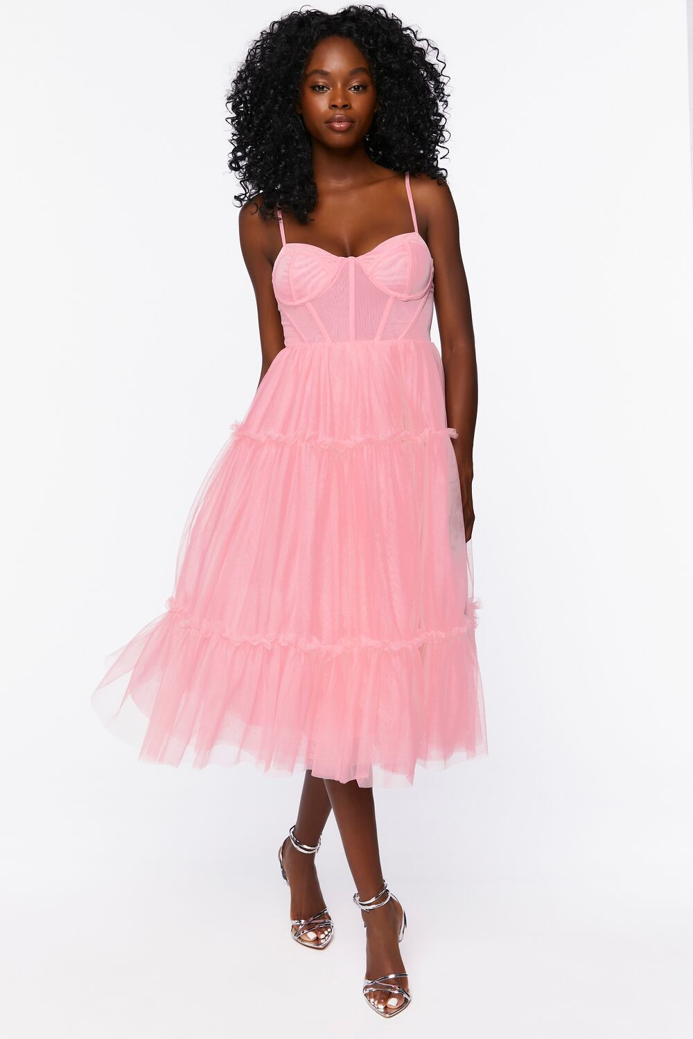 Tulle Ruffled Bustier Midi Dress | Forever 21 Women
