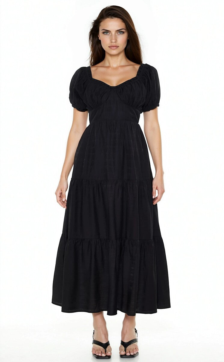 Tiered Puff-Sleeve Maxi Dress | Forever 21 Women