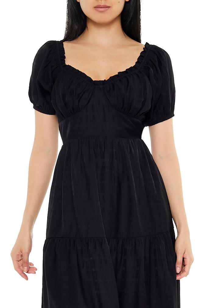 Tiered Puff-Sleeve Maxi Dress | Forever 21 Women