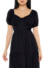 Tiered Puff-Sleeve Maxi Dress | Forever 21 Women