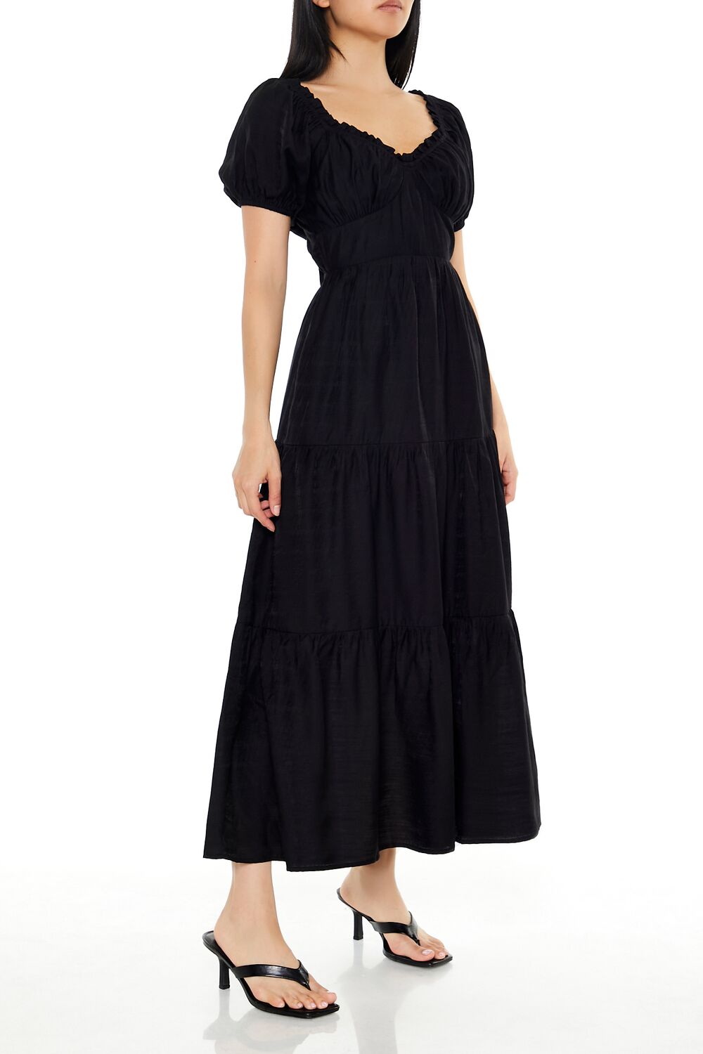 Tiered Puff-Sleeve Maxi Dress | Forever 21 Women