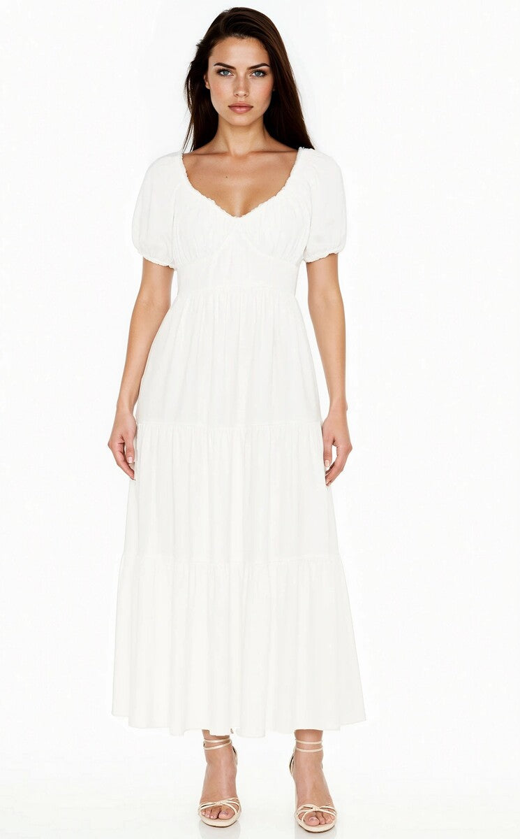 Tiered Puff-Sleeve Maxi Dress | Forever 21 Women