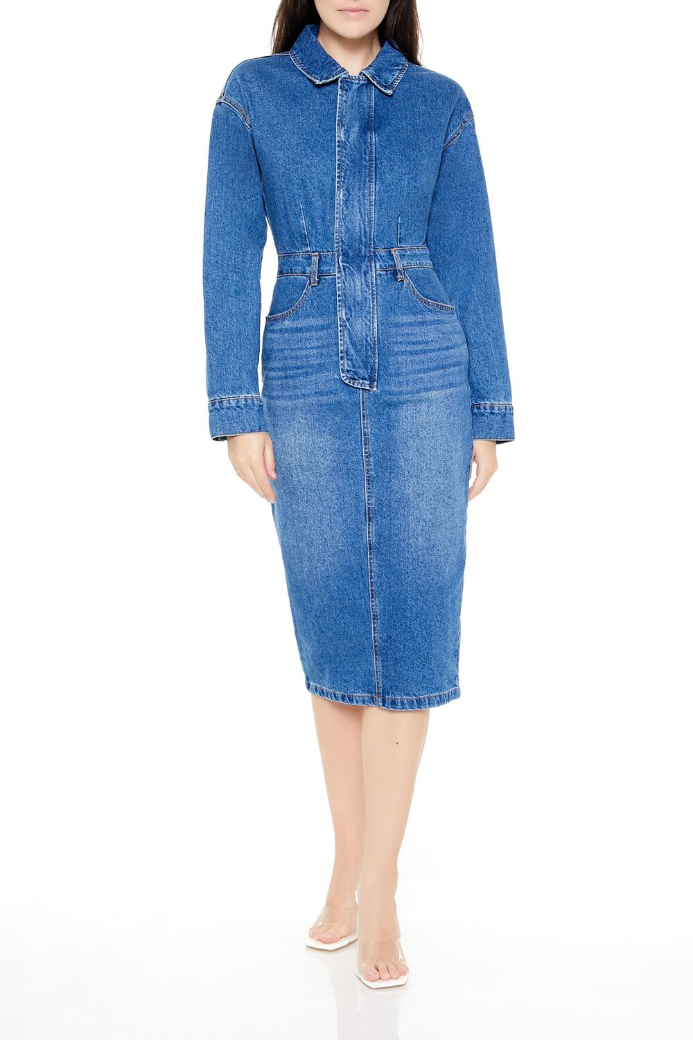 Denim Button-Front Midi Dress | Forever 21 Women