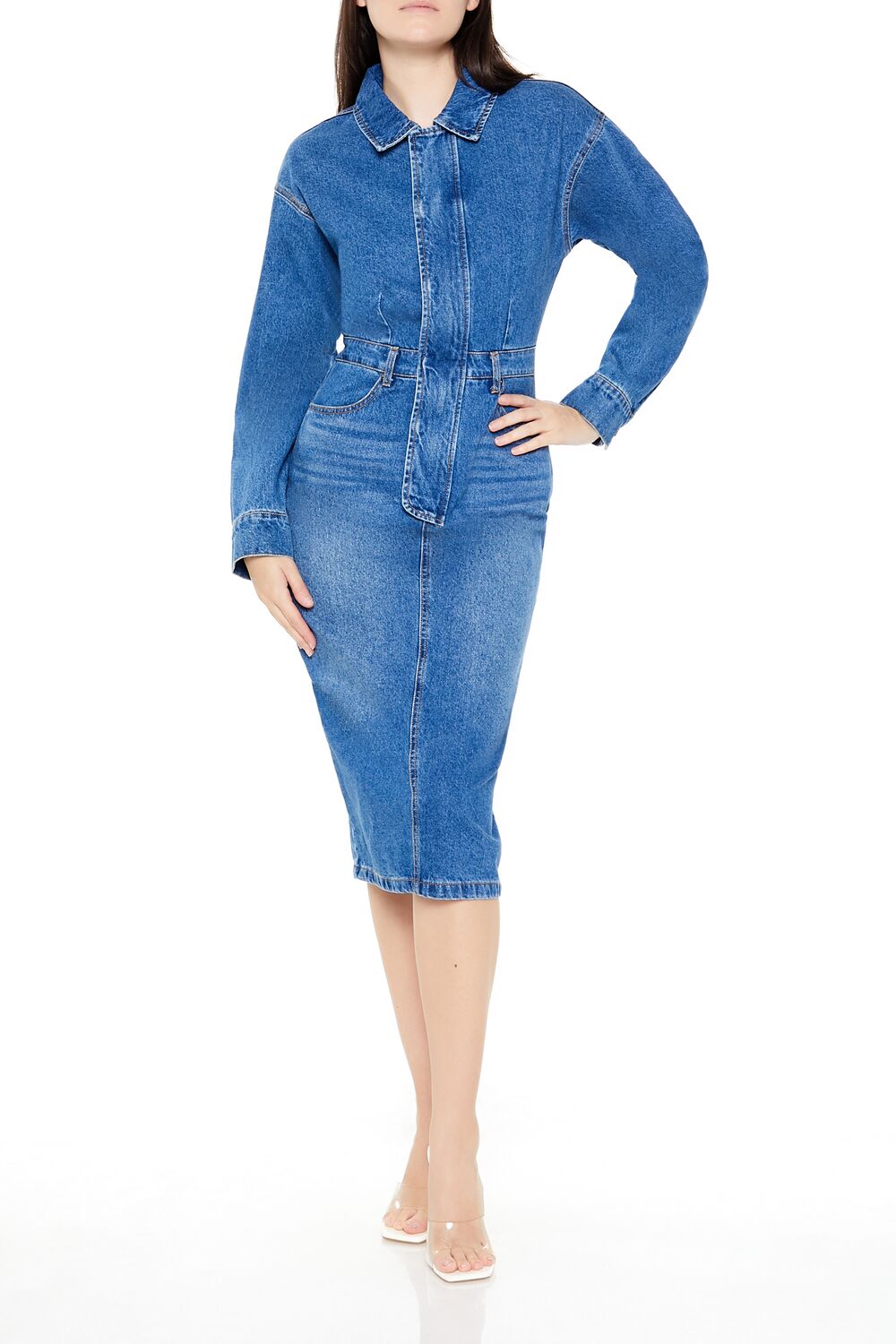 Denim Button-Front Midi Dress | Forever 21 Women