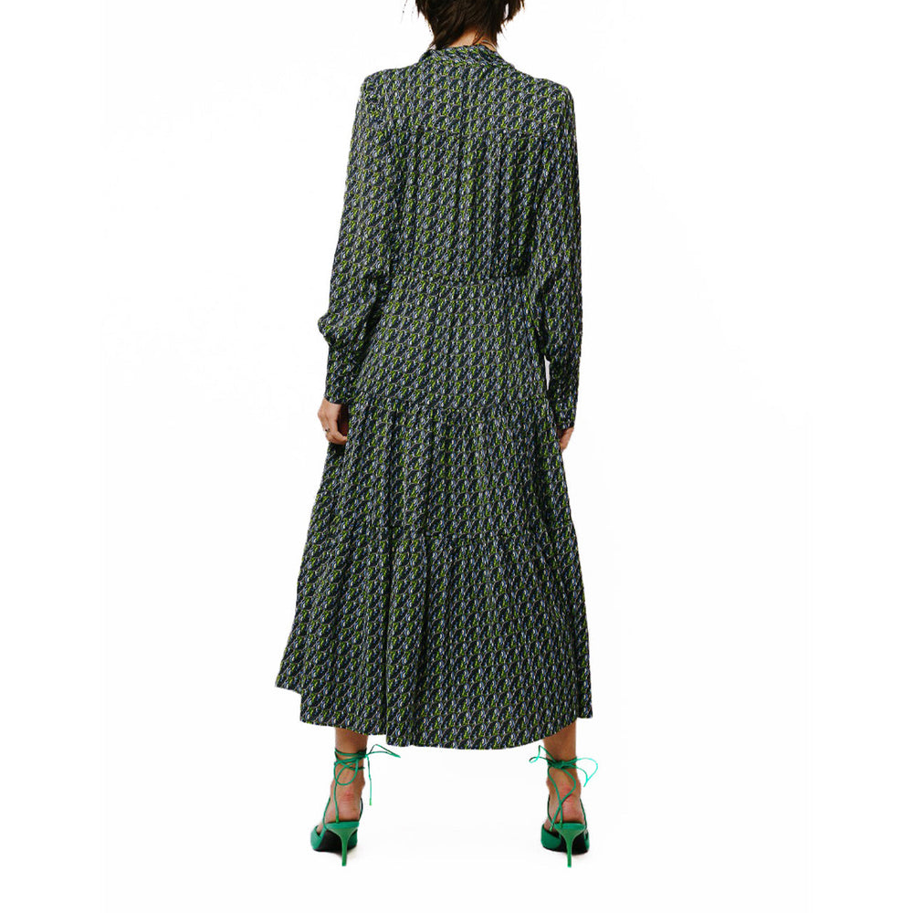 Zamara Tie Neck Long Sleeve Tier Maxi Dress | Forever 21 Women